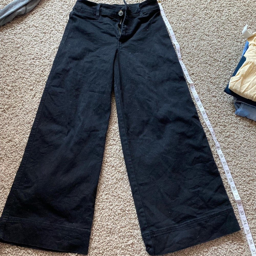 Black flare jeans. Super trendy and super comfortable!